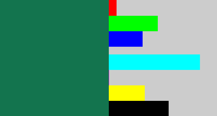 Hex color #13744e - dark green blue