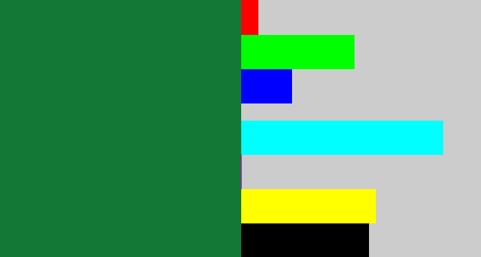 Hex color #137835 - darkish green