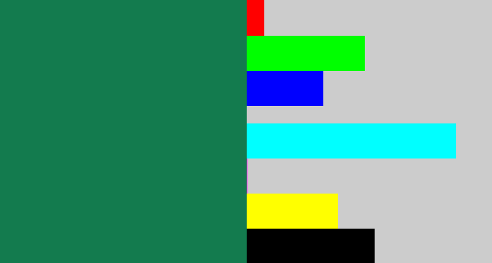 Hex color #137b4e - dark sea green