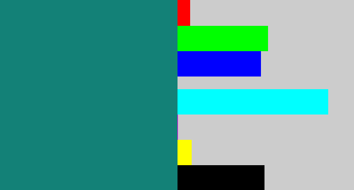 Hex color #138177 - blue green