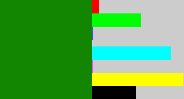 Hex color #138601 - true green