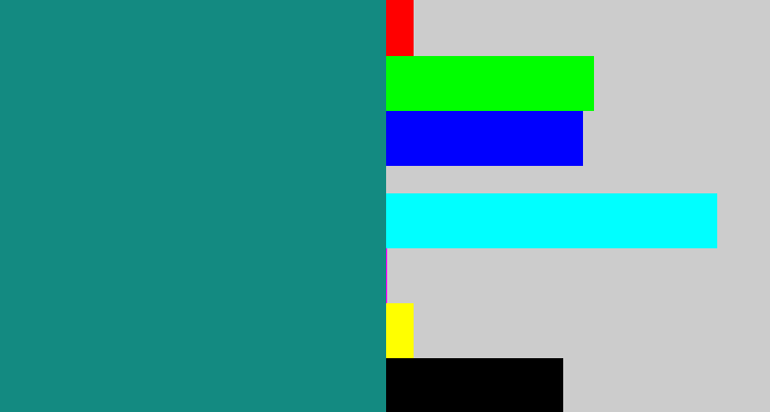 Hex color #138a81 - greenish blue