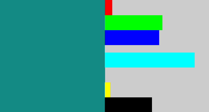 Hex color #138b84 - greenish blue