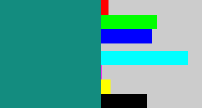 Hex color #138c7f - greenish blue