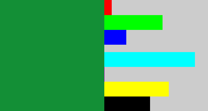 Hex color #138f36 - kelley green
