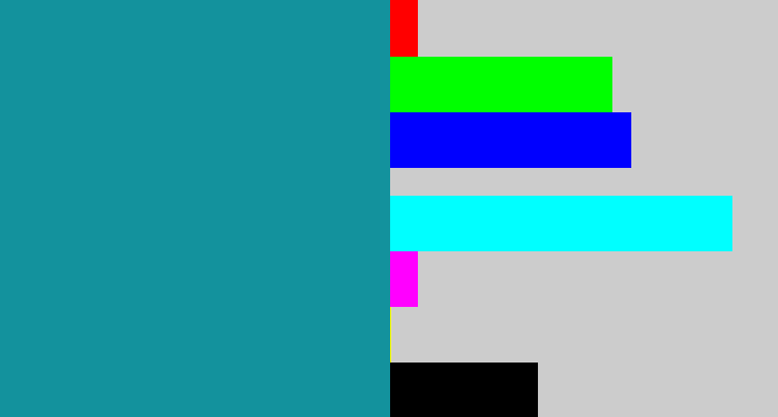Hex color #13929d - blue/green