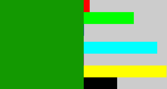 Hex color #139901 - true green