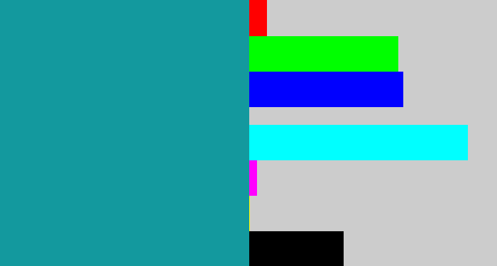 Hex color #13999e - blue/green