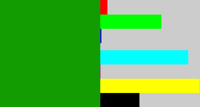Hex color #139b02 - true green