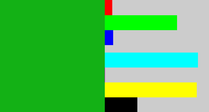 Hex color #13b115 - green