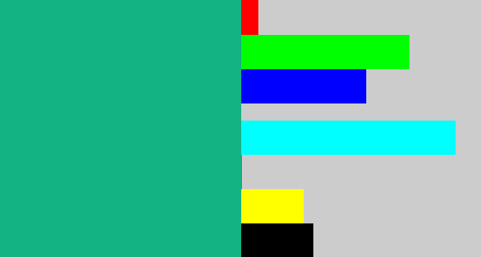 Hex color #13b384 - green blue