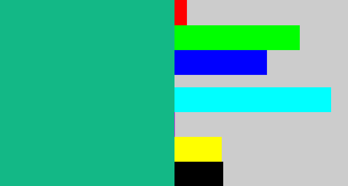 Hex color #13b886 - green blue