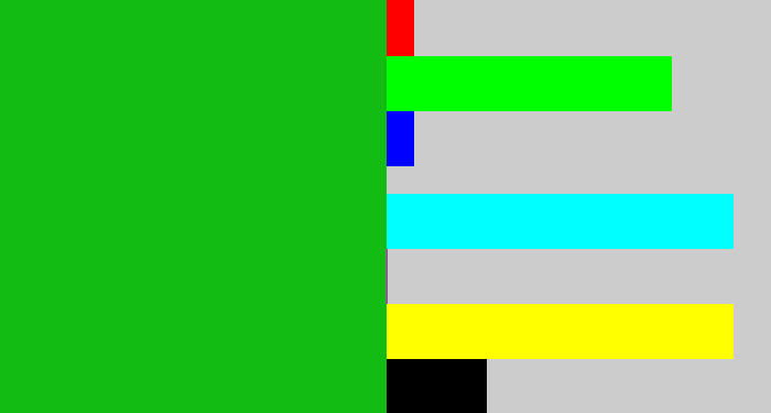 Hex color #13bc13 - green