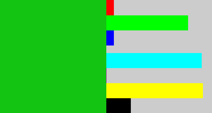 Hex color #13c412 - green