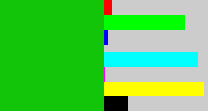 Hex color #13c508 - vibrant green