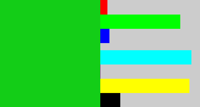 Hex color #13cd17 - vibrant green