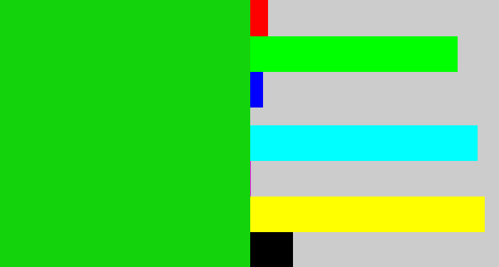 Hex color #13d30c - vibrant green