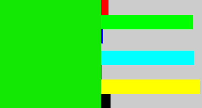 Hex color #13e704 - vibrant green