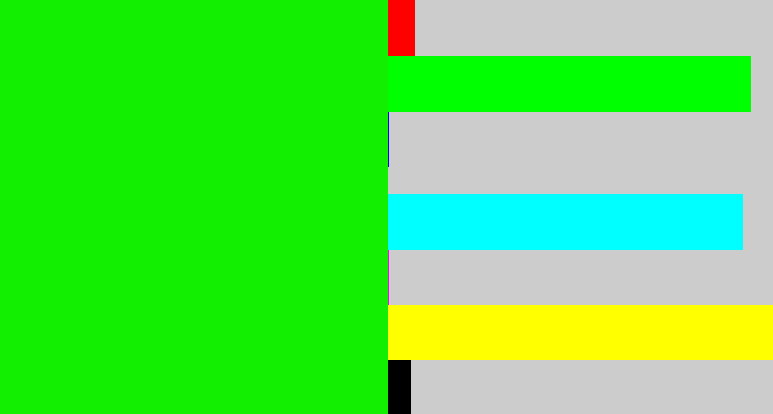 Hex color #13ef00 - highlighter green