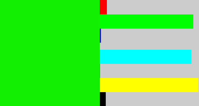 Hex color #13ef03 - highlighter green