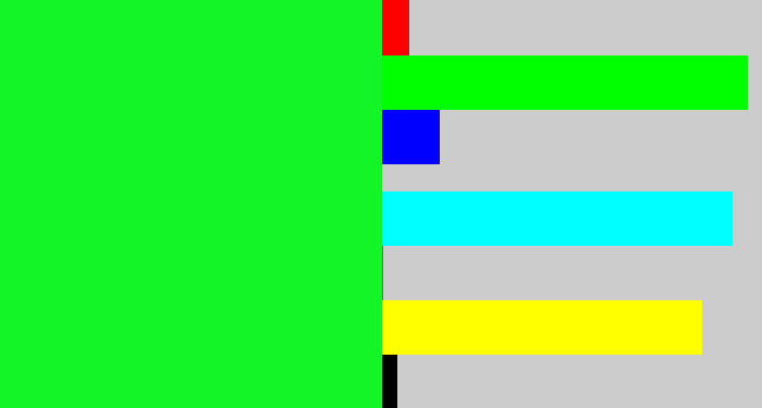 Hex color #13f527 - hot green