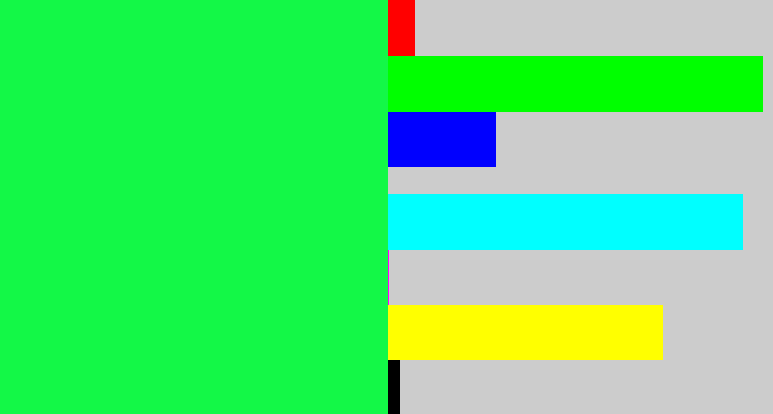 Hex color #13f847 - bright light green