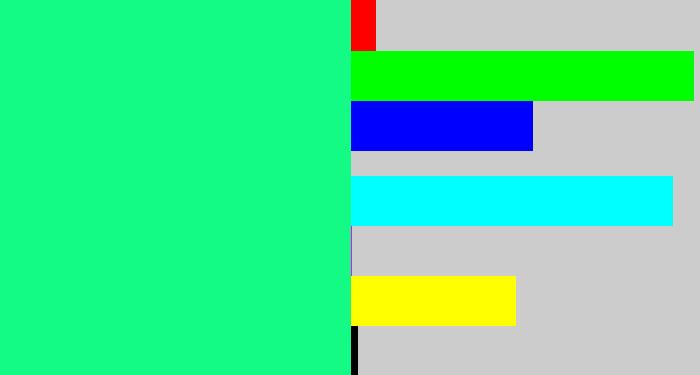 Hex color #13fb84 - minty green