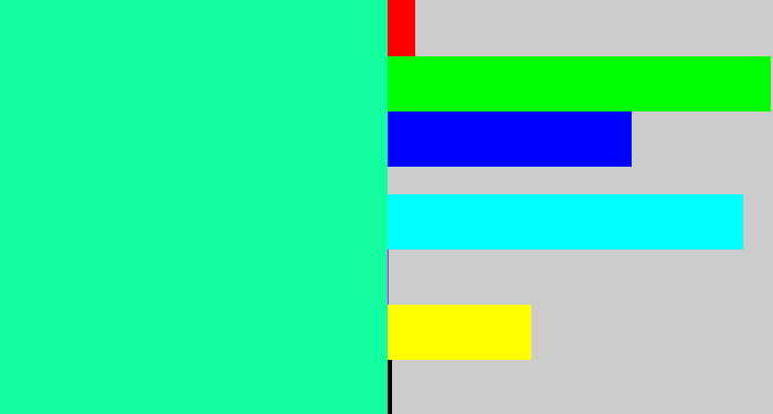Hex color #13fda0 - bright sea green