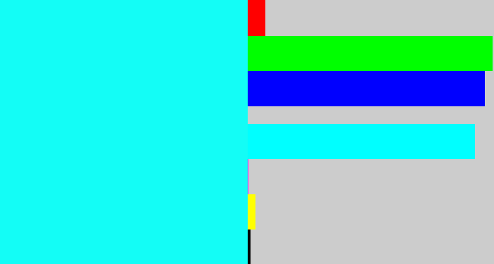 Hex color #13fdf6 - bright turquoise