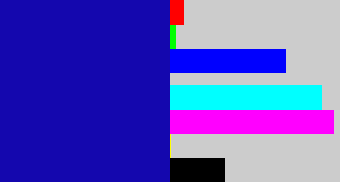 Hex color #1407ae - ultramarine