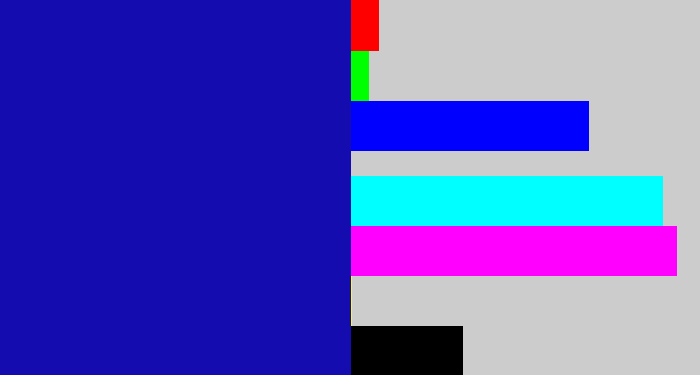 Hex color #140cae - ultramarine
