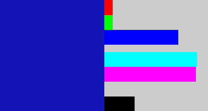 Hex color #1415b5 - ultramarine