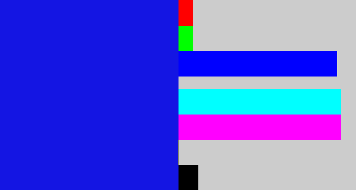 Hex color #1415e3 - ultramarine blue