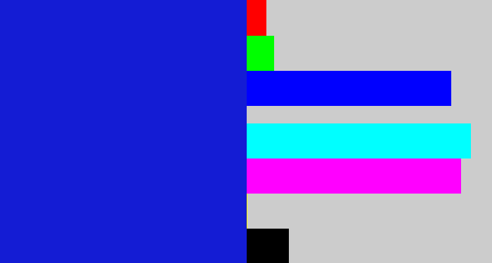 Hex color #141cd4 - ultramarine blue