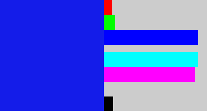 Hex color #141ce9 - rich blue