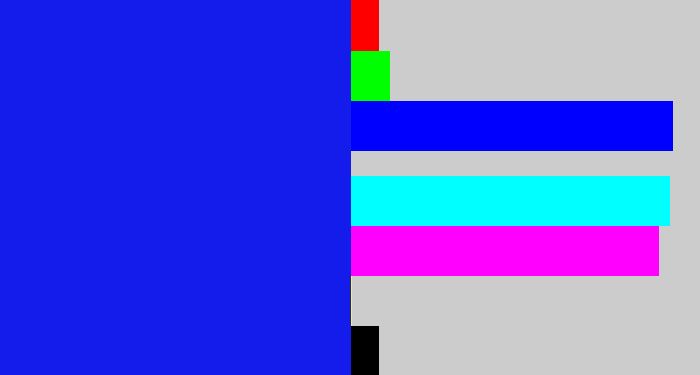 Hex color #141ceb - rich blue