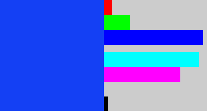 Hex color #1440f4 - vibrant blue