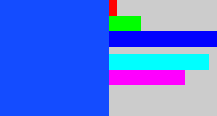 Hex color #144cff - electric blue