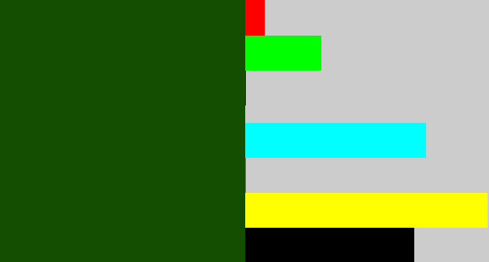 Hex color #144e01 - forrest green