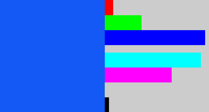 Hex color #1458f5 - azul