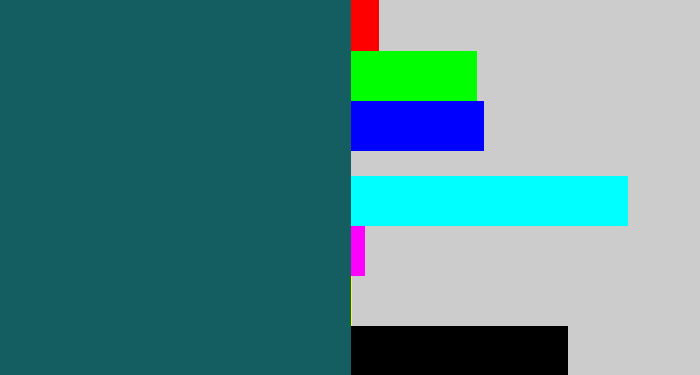 Hex color #145d61 - dark green blue