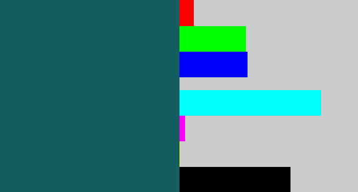 Hex color #145e61 - dark green blue