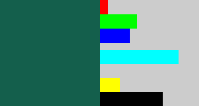 Hex color #145f4c - dark green blue