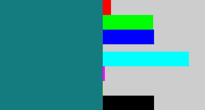 Hex color #147c7f - deep aqua