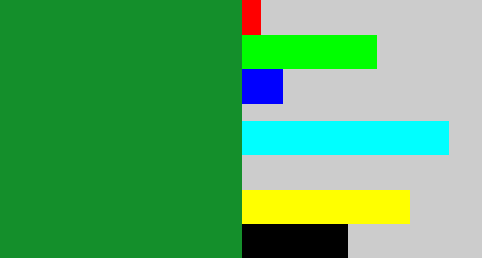 Hex color #148f2b - irish green