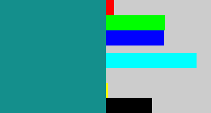 Hex color #148f8c - greenish blue