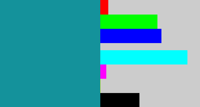Hex color #14929b - blue/green