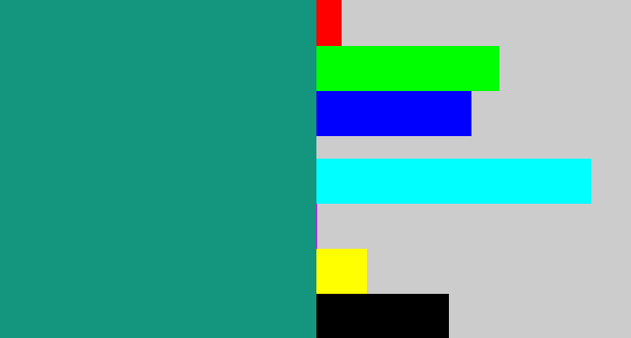 Hex color #14957d - greenish blue