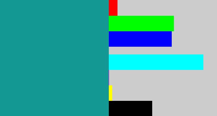 Hex color #149894 - blue/green