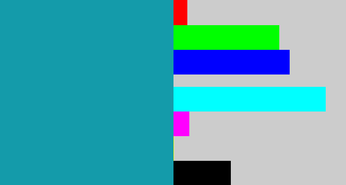 Hex color #149baa - blue/green
